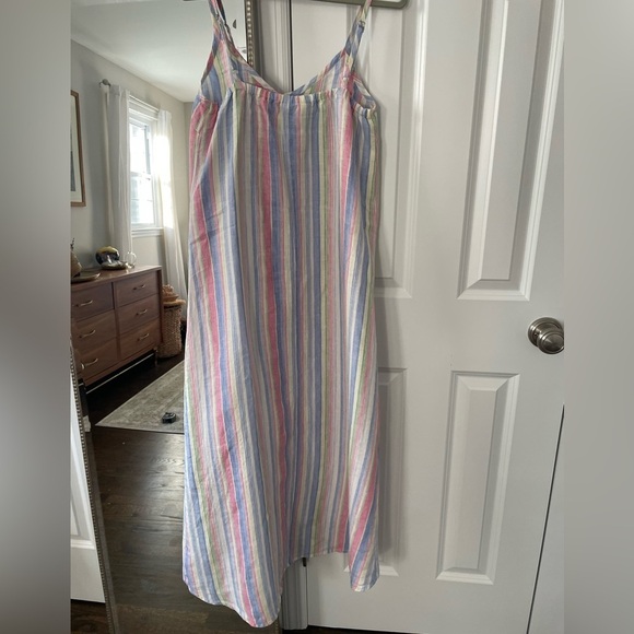 C&C California Maxi Linen Multicolor Stripe Dress - Picture 5 of 10